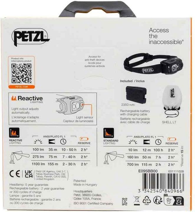Actual product image Petzl SWIFT RL bk E095BB00 (1100 lm)