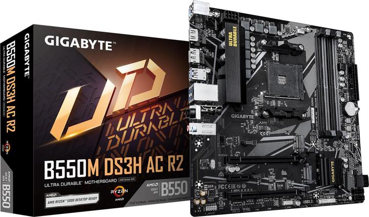Image du produit Gigabyte Carte mère pour processeurs Intel B550M DS3H AC R2 (AM4, AMD B550, mATX)