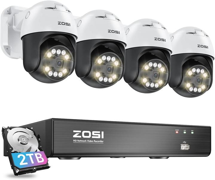 Zosi 5MP PoE Überwachungsset mit Schwenk-Dome-Kameras
