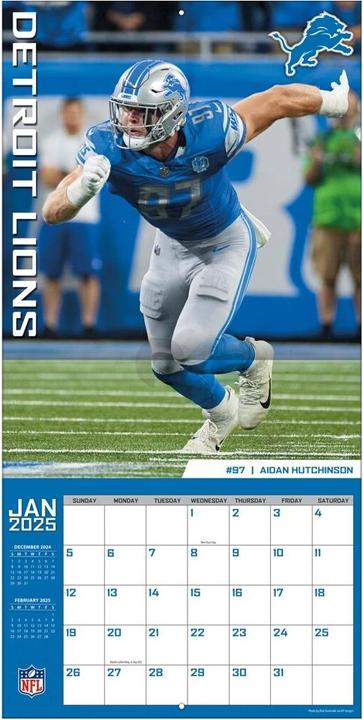 Produktbild NFL - Detroit Lions - 30.5 x 30.5 cm Team Wandkalender 2025 (30.5 x 30.5 cm, Französisch, Italienisch, Spanisch, Deutsch, Englisch)