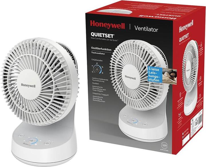 Productafbeelding Honeywell HTF337WE4 Witte QuietSet Tafelventilator (48 dB)