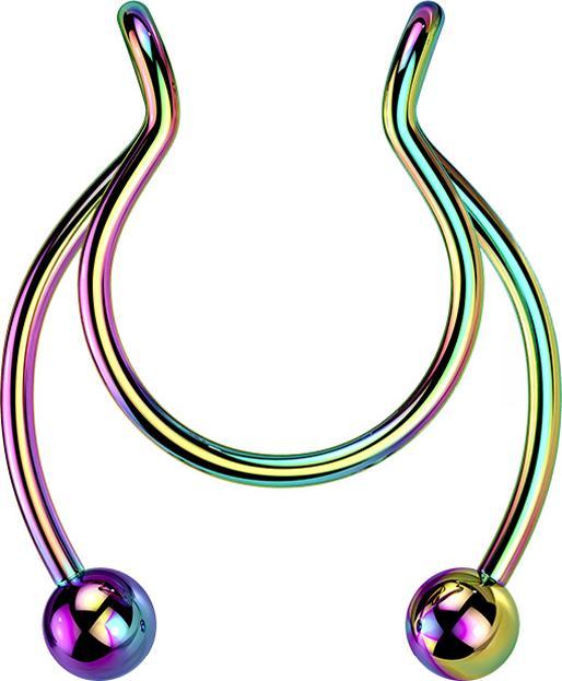 Immagine prodotto Star Piercing Fake Clip farbig Circular Barbell mit zwei Kugeln (0,8 mm, Acciaio chirurgico 316L)