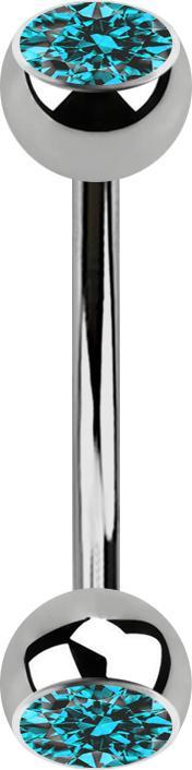 Produktbild Star Piercing Micro Banane silber mit zwei Kugeln Kristall aqua (ohne Messing, Titan G23)