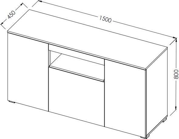 Produktbild Cama K VIVA CZ/CZ+BI Wohnzimmer-Sideboard 3 Tür(en) (150 x 45 x 80 cm)