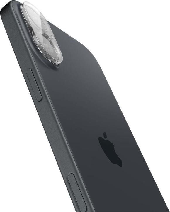 Actual product image Spigen Optik Glas.tR tempered glass for iPhone 16 / 16 Plus camera - transparent (2 pcs.) (2 Piece, Apple iPhone 16, Apple iPhone 16 Plus)