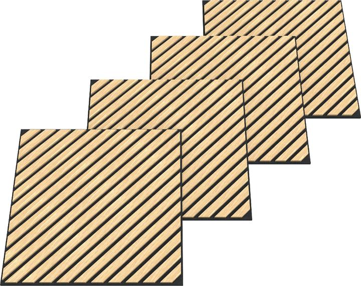 Actual product image neu.holz Akustik-Wandpaneel 4er Set Vang diagonal 1,44 m² Eichenoptik, hell ()