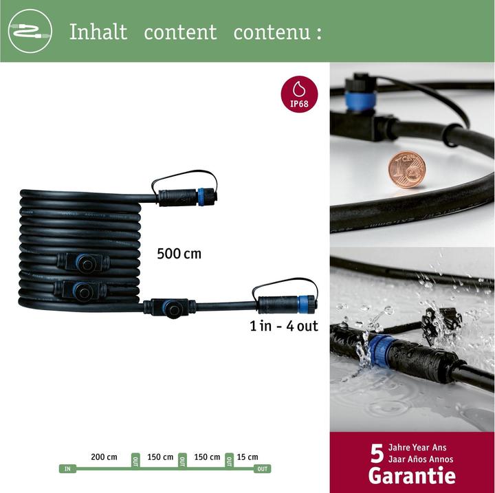 Immagine prodotto Paulmann Cavo Plug & Shine per esterni 1 in-4 out