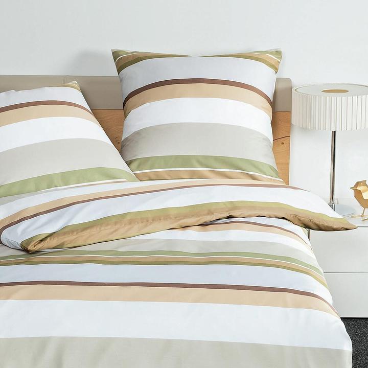 Produktbild Janine Mako-Satin Bettwäsche J.D. 87085 khaki dunkeloliv braun (Bettwäsche Set, 155x220 cm + 80x80 cm)