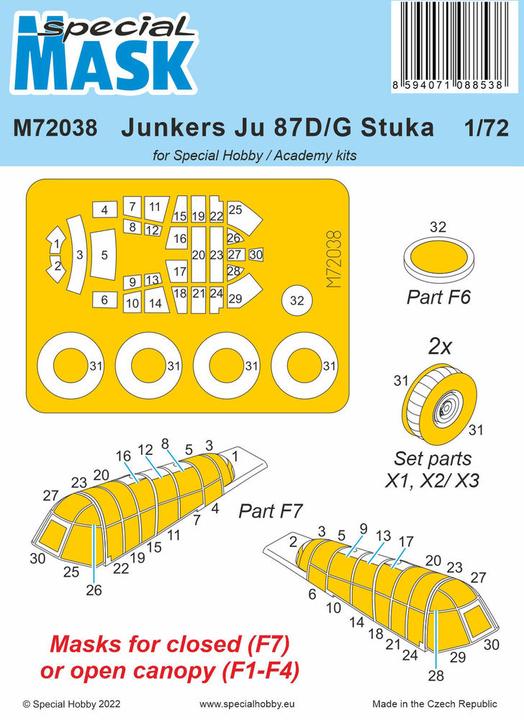 Actual product image Special Hobby Junkers Ju 87D/G Stuka Mask / for and Academy kits
