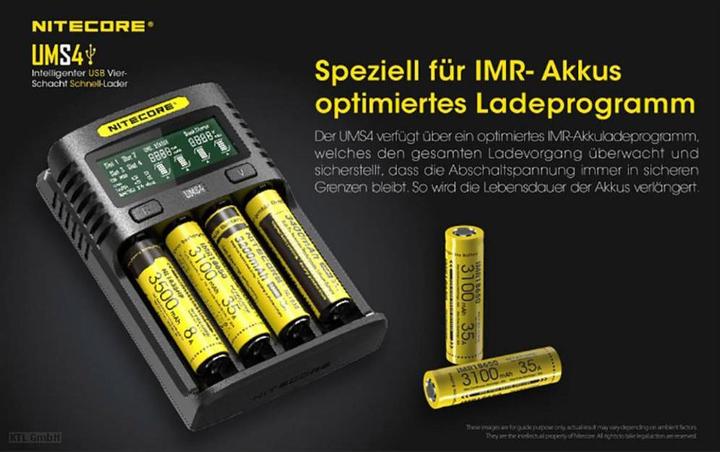 Produktbild Nitecore UMS4 USB-Schnell-Ladegerät (1 Stk., AAA, AA, Ladegerät inkl. Akku)