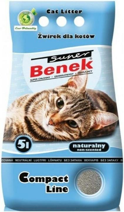 Super Benek Certech Compact Natural - Litière pour chats agglomérante 5 l (Agglomérant, Non poussiéreux, 4.90 kg)