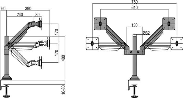 Immagine prodotto Multibrackets MB Braccio di sollevamento a gas HD (Tavolo, 32")
