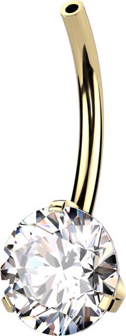 Actual product image Star Piercing Threadless banana stick gold-plated with silver-set crystal (without brass)