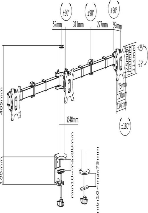 Actual product image SpeaKa Professional table mount for three monitors with 43.18 - 68.58cm (17 - 27) inches (Table, 27")