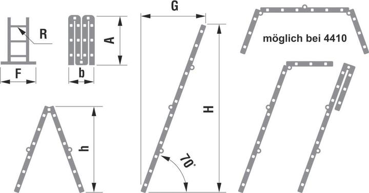 Produktbild Puag Gelenkleiter 4 x 3 Sprossen (Stehleiter, 349 cm)