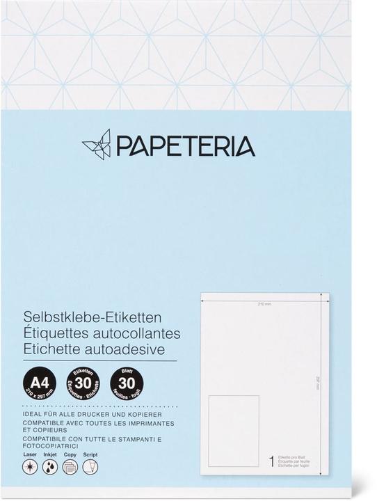 Produktbild Papeteria Selbstklebe-Etiketten 210x297mm weiss