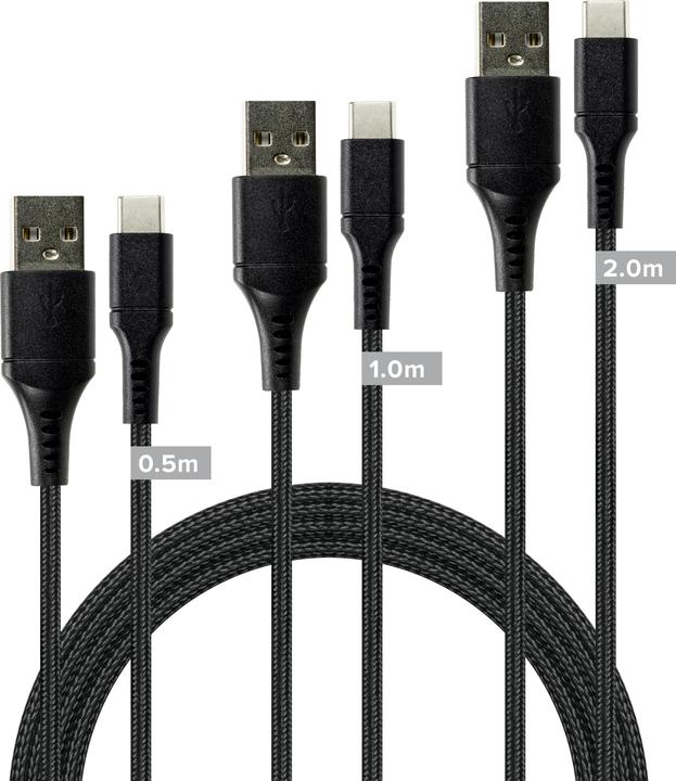 Produktbild Speedlink USB-A to USB-C Cable Set, black (2 m, USB 2.0)