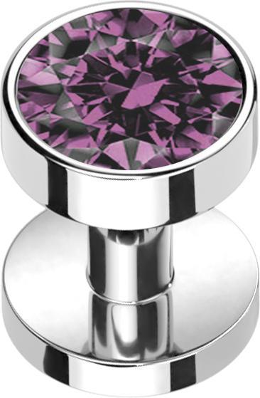 Star Piercing Skin Diver silber mit Kristall hellviolett (Titan G23, ohne Messing)
