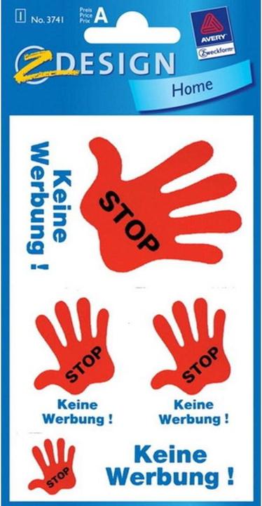 Energie-Label Z-Design Informationsetiketten "Stop - Keine Werbung"
