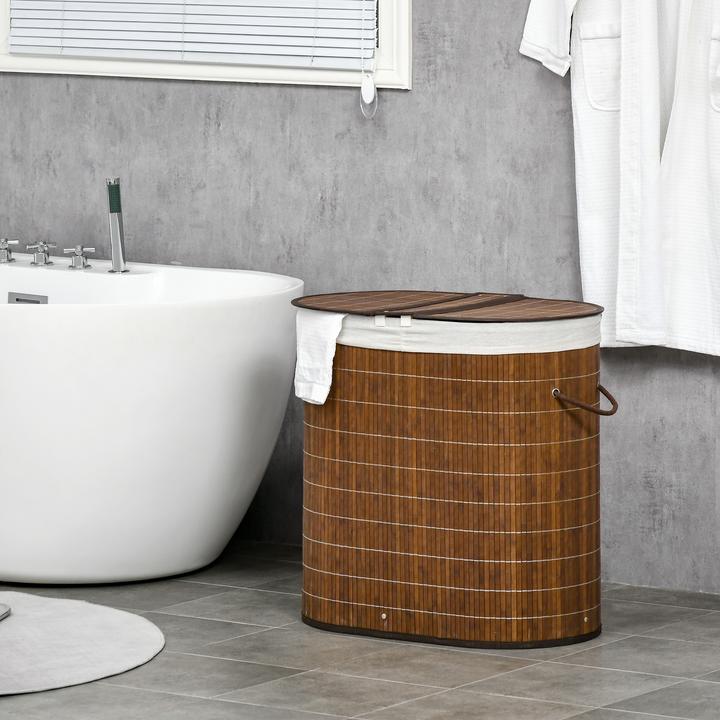 Produktbild Homcom Wäschekorb mit Flügeldeckel und 2 Fächern (50 l)
