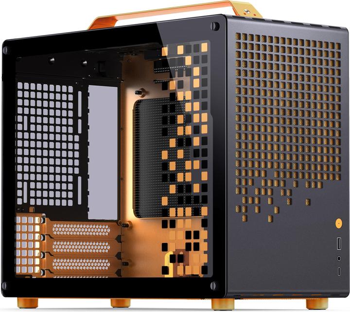 Actual product image Jonsplus MATX Handle Case Z20 - Black-Orange (Mini-ITX, mATX)