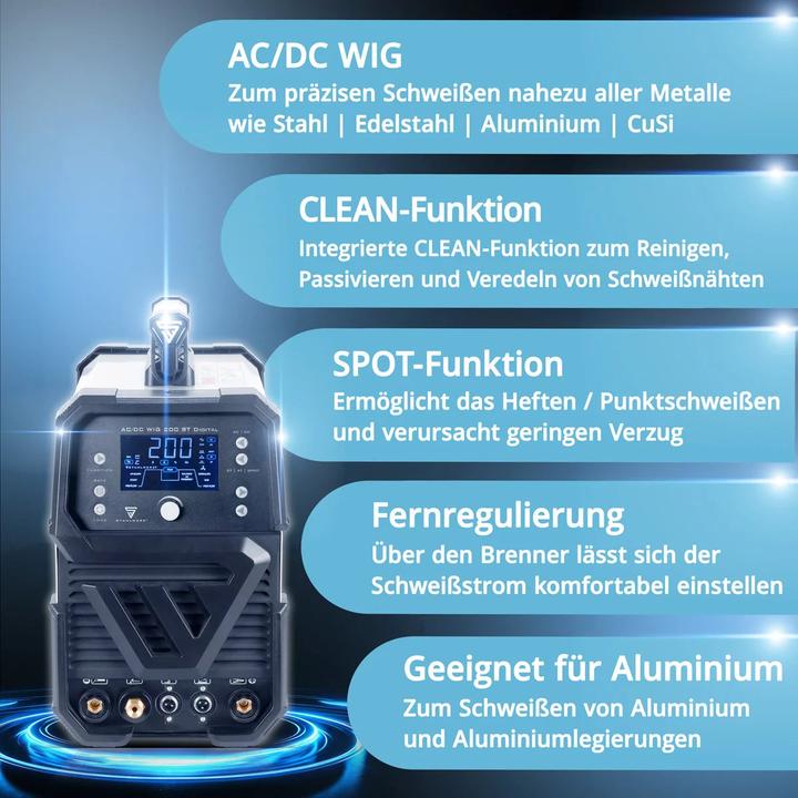 Produktbild Stahlwerk Schweissgerät AC/DC WIG 200 ST Digital Vollausstattung 200 A WIG & MMA