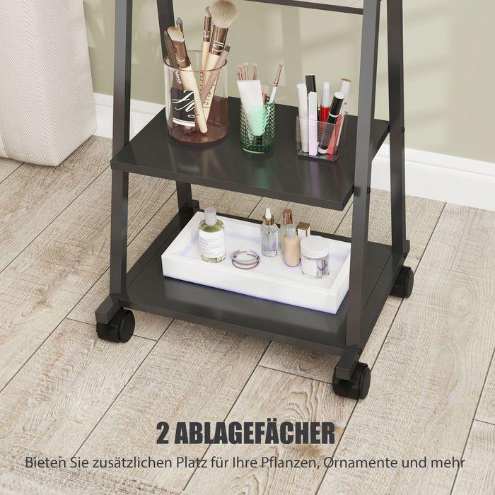 Produktbild Swisshandel24 Ganzkörperspiegel 42 x 155 cm Standspiegel mit Ablage, Wandspiegel mit Rolle (37 x 155 cm)