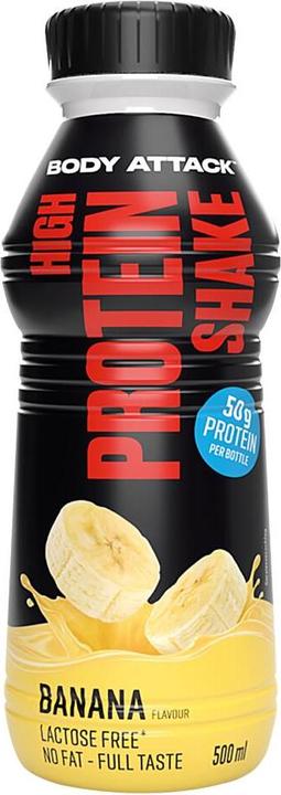 Produktbild Body Attack High Protein Shake, 12 x 500 ml Flasche (inkl. 3,- Euro Pfand) (Banane, 1 x)