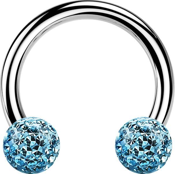 Produktbild Star Piercing Micro Circular Barbell silber mit zwei Kristall Kugeln aqua Epoxy Schutzschicht (Chirurgenstahl 316L, ohne Messing)
