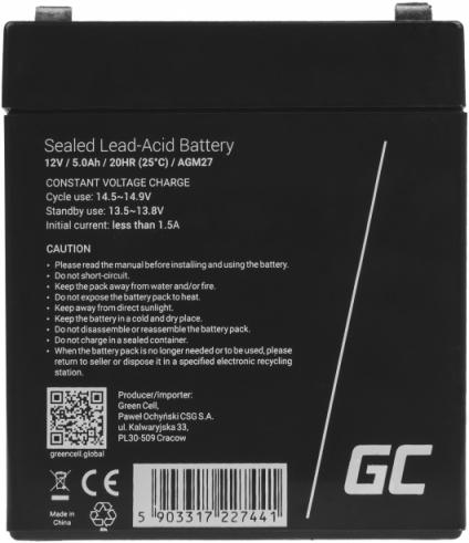 Immagine prodotto GreenCell AGM27 (12 V, 5 Ah)