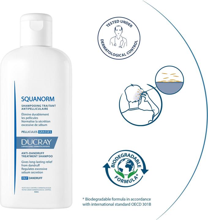 Produktbild Ducray Squanorm Shampoo 200ml (200 ml, Flüssiges Shampoo)