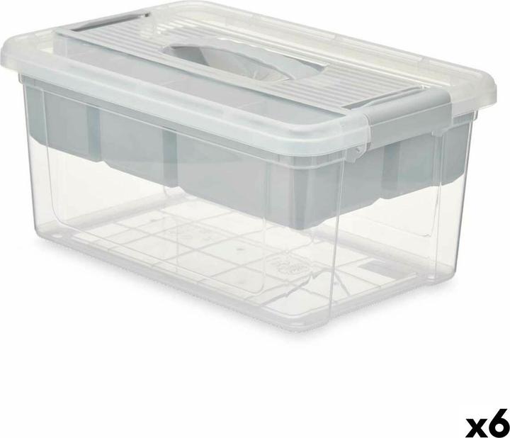Image du produit Kipit Mehrzweckbox 02 1311 Grau Durchsichtig Kunststoff 9 L 35,5 x 17 x 23,5 cm (6 Stück) (9 l)