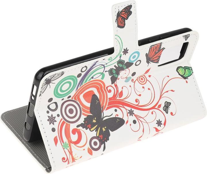 Produktbild Cover-Discount Galaxy A51 - Leder Hülle Kartenfach Schmetterlinge weiss (Samsung Galaxy A51)