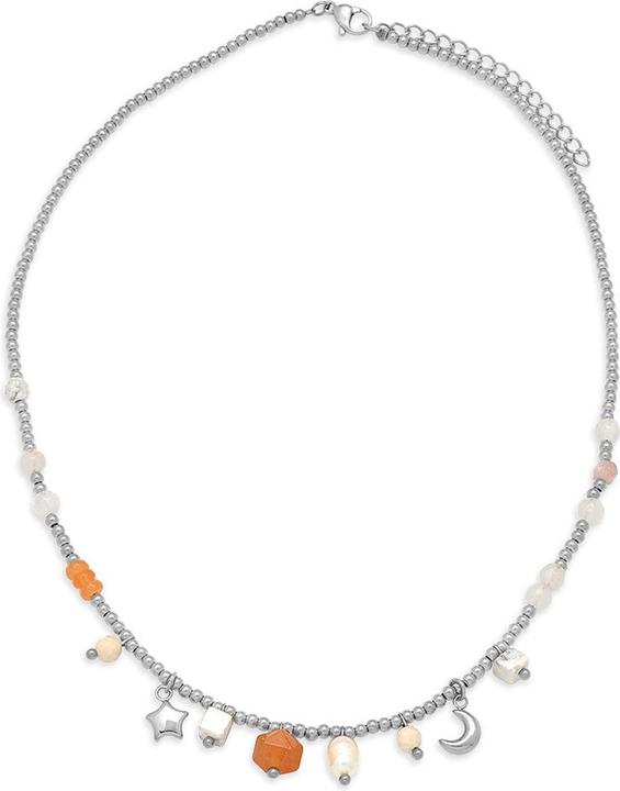 Leyda Halskette Charms Edelstahl (Edelstahl, Stein, Miyuki Perlen)