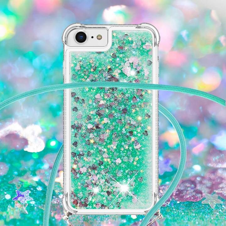 Produktbild Cover-Discount iPhone SE / 8 / 7 - Glitzer Hülle mit Umhängeband türkis (Apple iPhone 7, Apple iPhone 8, Apple iPhone SE (2nd Gen))