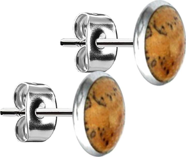 Star Piercing Ohrstecker silber Teller Tamarind Holz (Organisch, ohne Messing, Chirurgenstahl 316L)