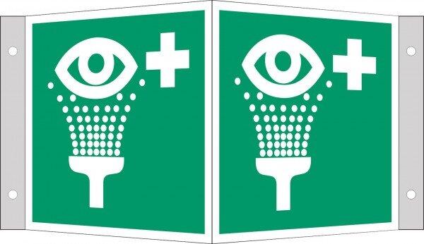 Image du produit Everglow Pictogrammes d'urgence Panneau d'angle pour rince-oeil 15x15cm Alu