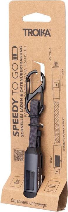 Actual product image Troika SPEEDY TO GO Taschenanhänger mit Ladekabel, titanfarben