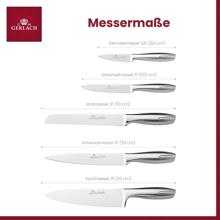 Energy Label Gerlach Jerlach Modern knife in black 5 pcs. in the block.