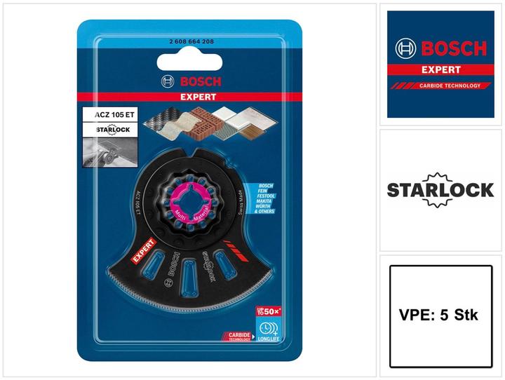 Produktbild Bosch Professional Zubehör EXPERT MultiMaterial Segment Blade ACZ 105 ET Blatt, 5 Stück