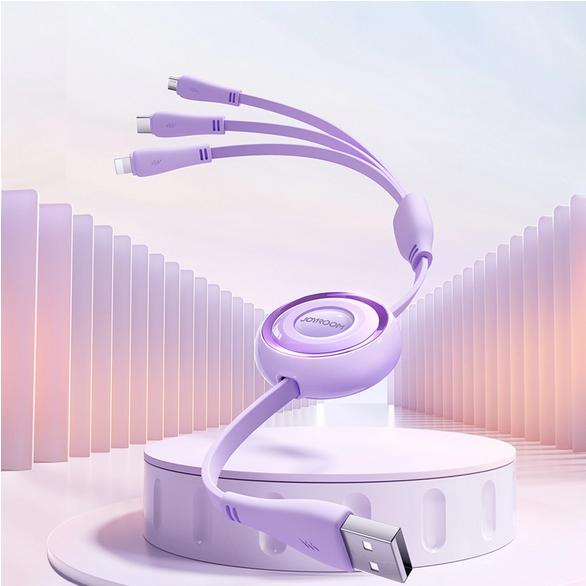 Image du produit Joyroom S-A40 Colorful Series Câble rétractable 3en1 USB-A vers USB-C / Lightning / microUSB 1m - bl (1 m)