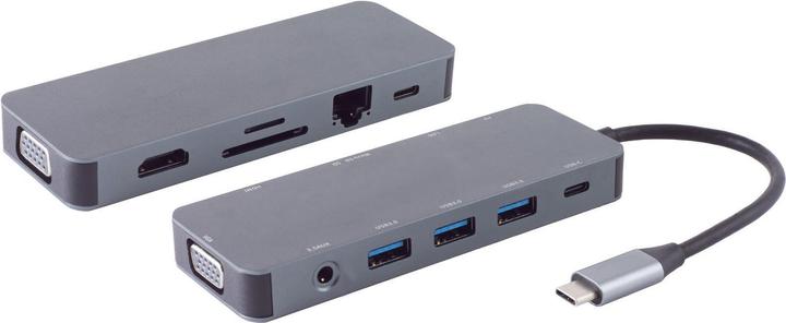 Shiverpeaks ®-BASIC-S--USB-DOCK--USB-C multiport Dockingstation, 11in1, HDMI, VGA, PD, Hub, SD, LAN, AUX (USB-C, 1 Ports)