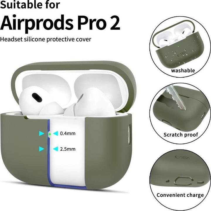 Produktbild Tech-Protect Silicone Case for Apple AirPods Pro 1 / 2 - Green (Kopfhörer Hülle)