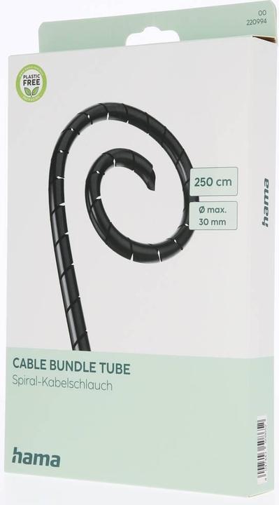 Produktbild Hama Flexibler Spiral-Kabelschlauch, universal, 7,5 - 30 mm, 2,5 m, Schwarz (Kabelspiralschlauch, 250 cm)