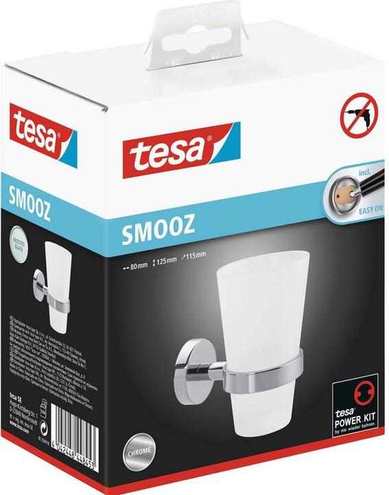 Produktbild tesa SMOOZ Zahnputzbecher inkl. Klebelösung ohne Bohren (8.5 x 13.5 x 15.5 cm)