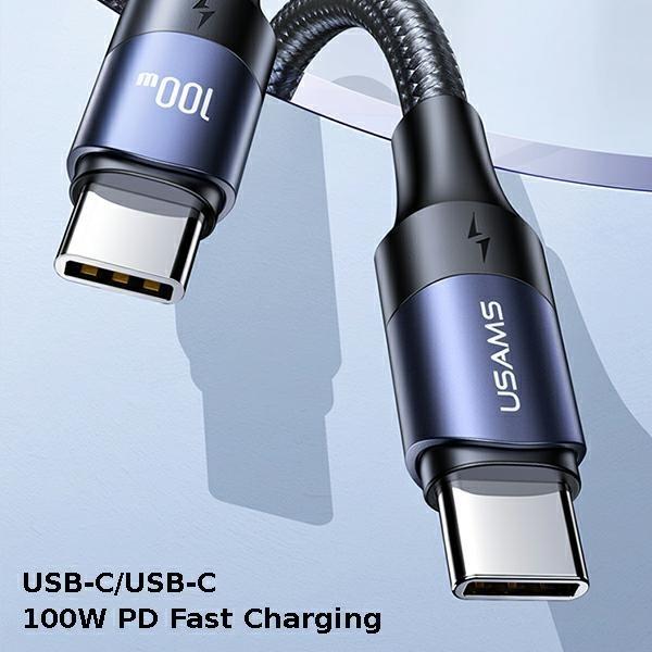 Actual product image Usams USB C — USB C (3 m, USB 2.0, 100 W)