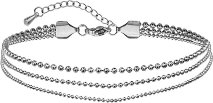 Star Piercing Fusskette silber drei unterschiedliche Kugelketten (ohne Messing, Chirurgenstahl 316L, 26 cm)