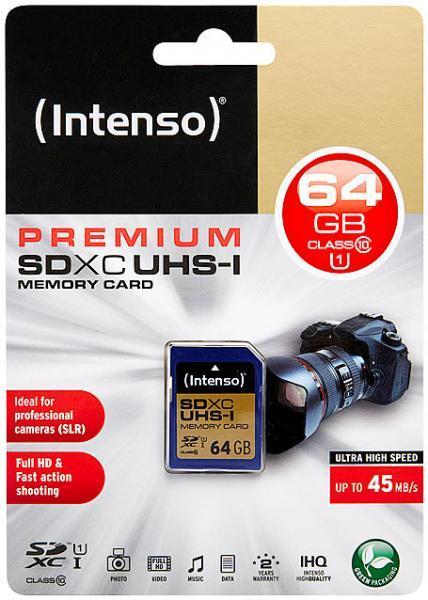 Produktbild Intenso 64 GB Speicherkarte SDHC SD Class 10 UHS-I (64 GB, SDXC, U1, UHS-I)