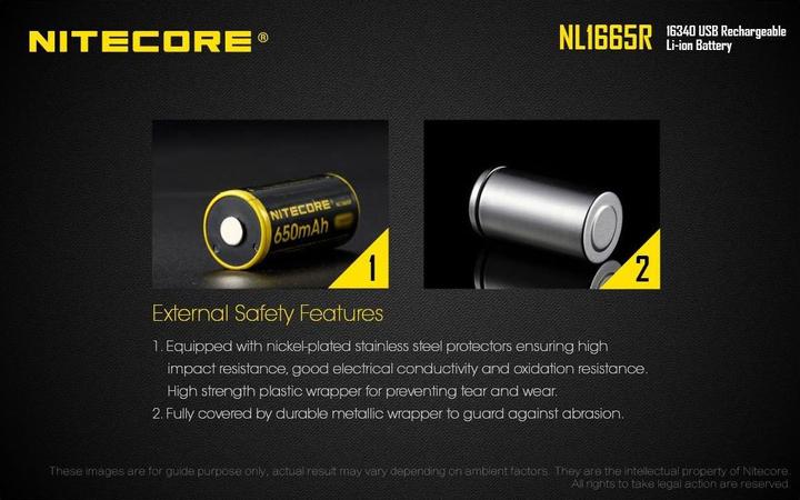 Image du produit Nitecore Li-Ion Akku Typ 16340 - 650mAH - NL1665R
