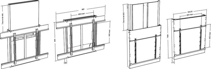 Immagine prodotto Erard Staffa a parete XL regolabile in altezza, corsa 650 mm (Muro, 110", 150 kg)